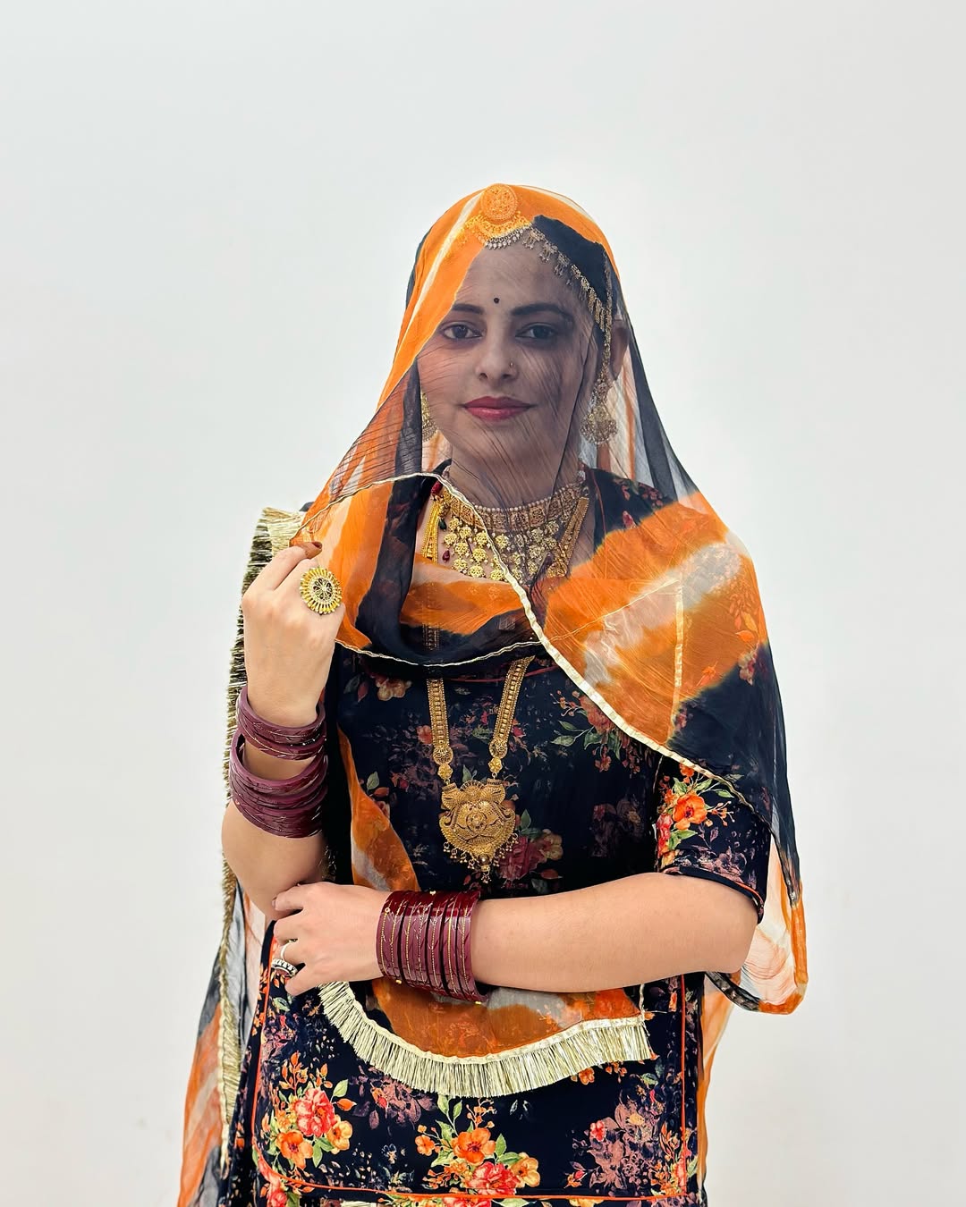 Geetika's Digital Printed Fabric Nevy Blue Colour – Traditional Rajasthani Poshak Material
