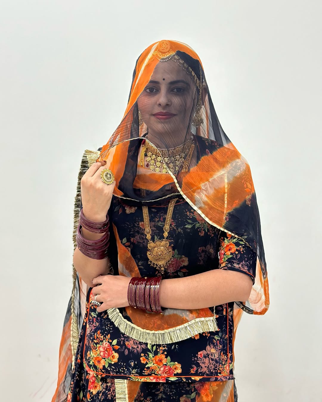 Geetika's Digital Printed Fabric Nevy Blue Colour – Traditional Rajasthani Poshak Material