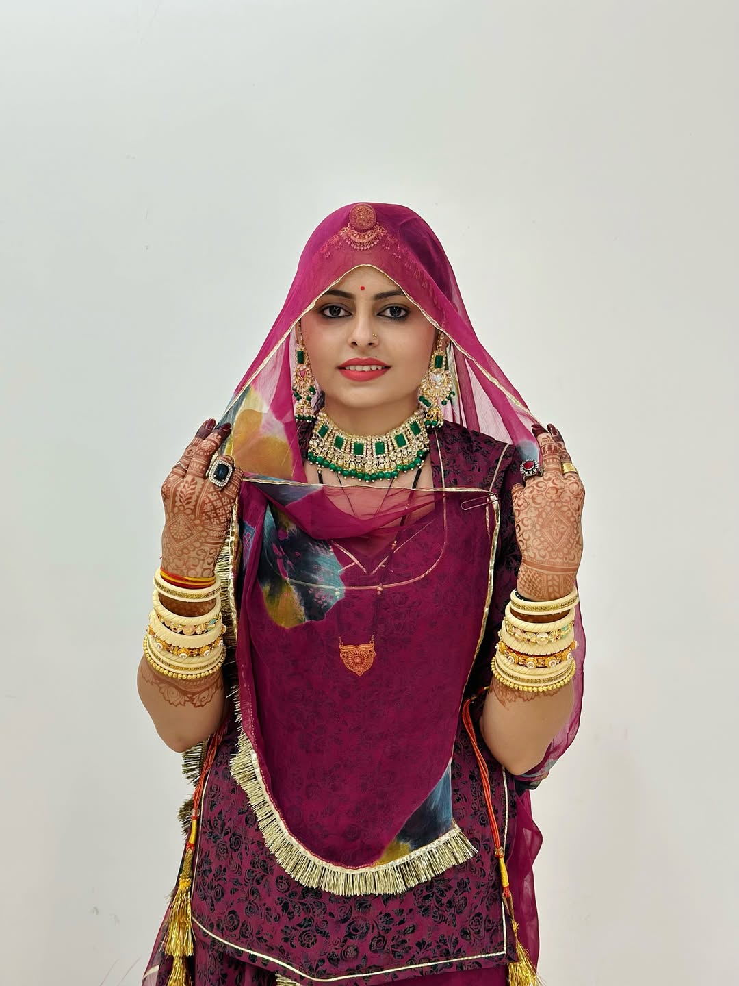 Geetika's Wine Colour BSY Foil Print- Traditional Rajputi Poshak