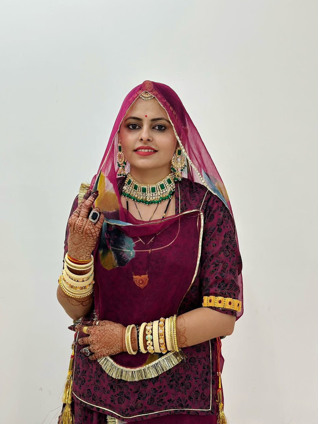 Geetika's Wine Colour BSY Foil Print- Traditional Rajputi Poshak