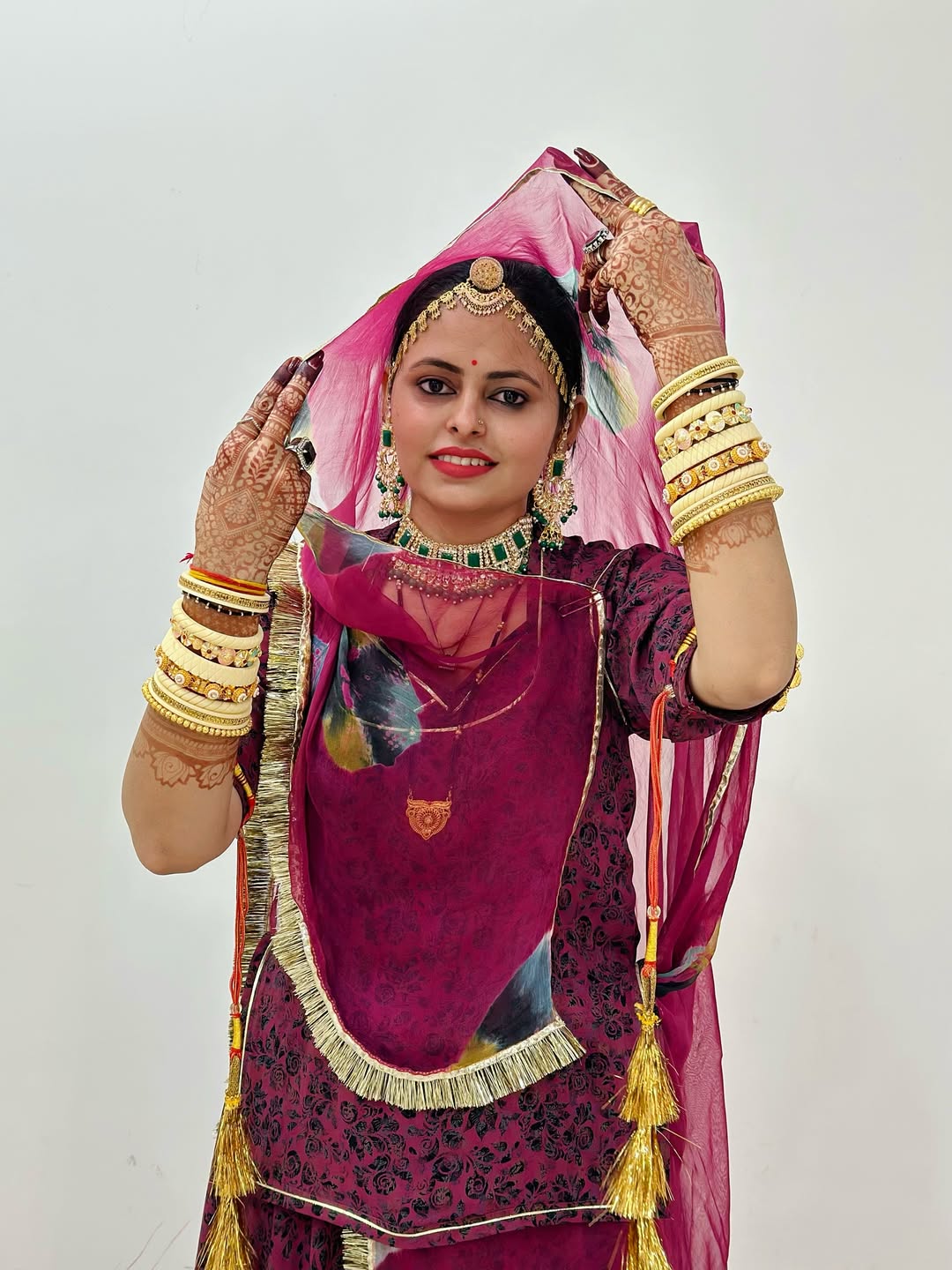 Geetika's Wine Colour BSY Foil Print- Traditional Rajputi Poshak