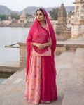 'Gulabo' - Pastel Pink Rose Print Suit Set + Rani Odhani
