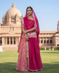 'Gulaabo' - Coral Floral Rajputi Suit Set + Rani Pink Odhani