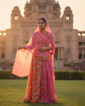'Kesariya' - Orange Floral Rajputi Suit Set + Rani Pink Odhani