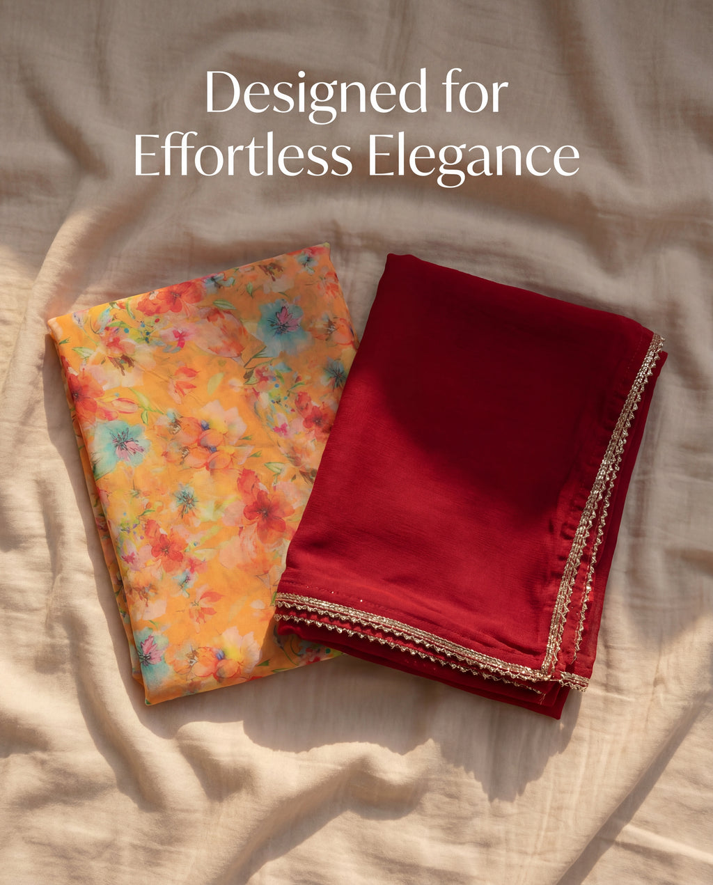 'Kesar-Bagh' - Mustard Floral Print Rajputi Suit Set + Deep Maroon Odhani