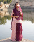 'Gulaabo' - Pastel Pink Gold Motif Rajputi Suit Set + Deep Maroon Odhani
