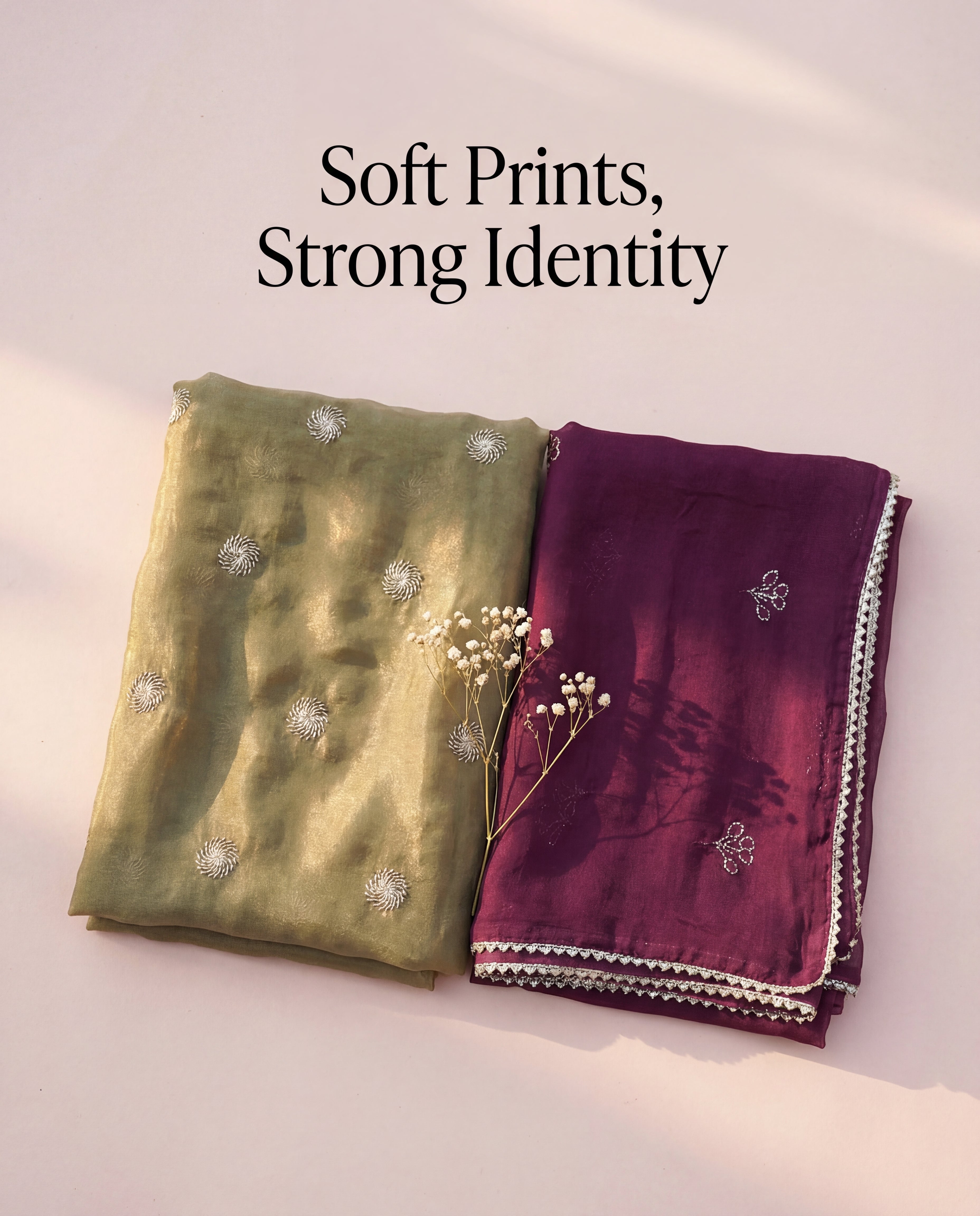 'Zaitoon' - Shimmering Olive Green Sequin Buti Rajputi Suit Set + Deep Wine Odhani