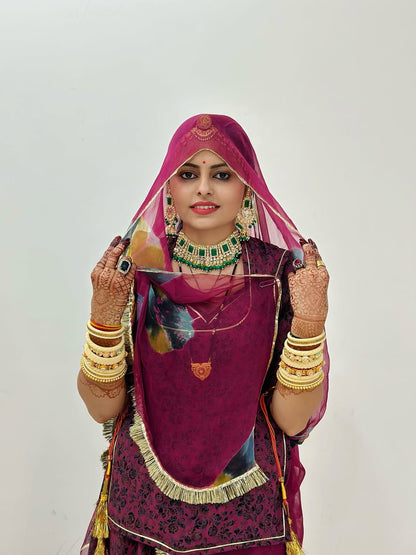 Geetika's Wine Colour BSY Foil Print- Traditional Rajputi Poshak