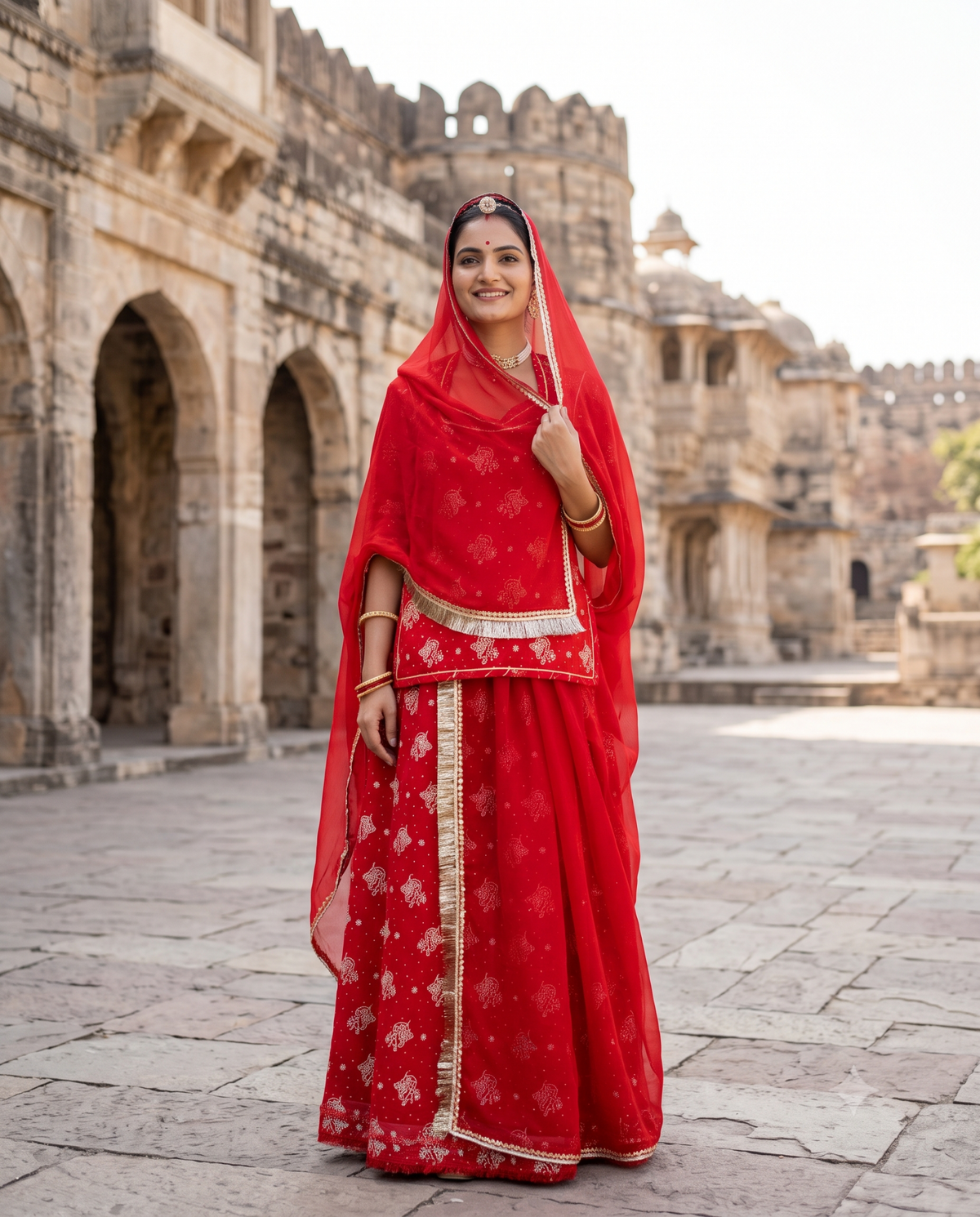 Karwa Chauth Design 01 — Red model photograph