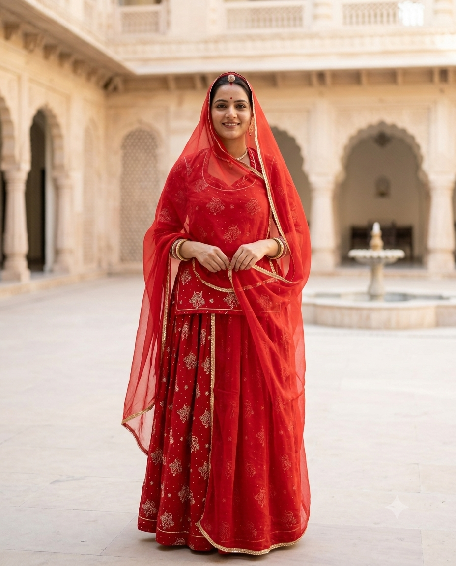 Karwa Chauth Design 01 — Red model photograph