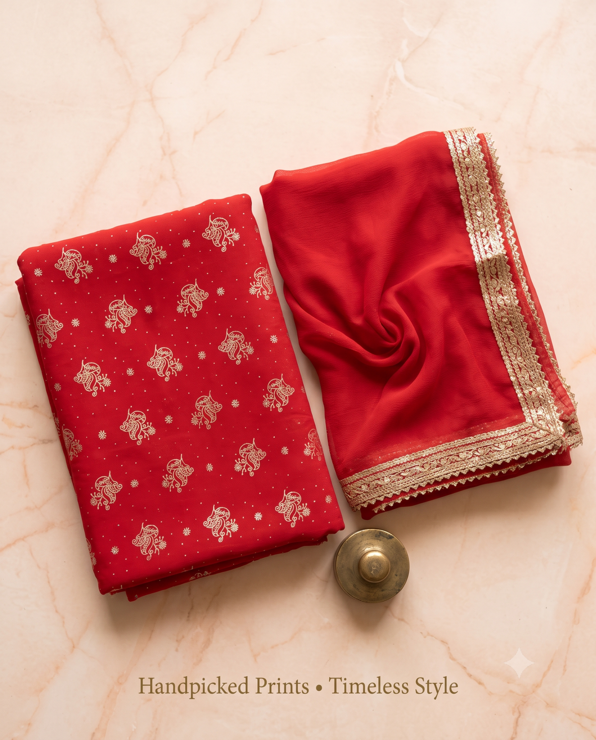 Karwa Chauth Design 01 — Red fabric and odhani